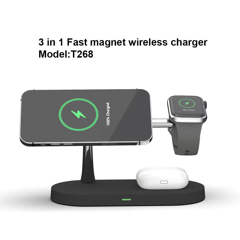 Customizable New 3 in 1 Wireless Fast Charger Station  Universal Wireless Charger for iPhone 17 16 15 Multifunctional Chargers